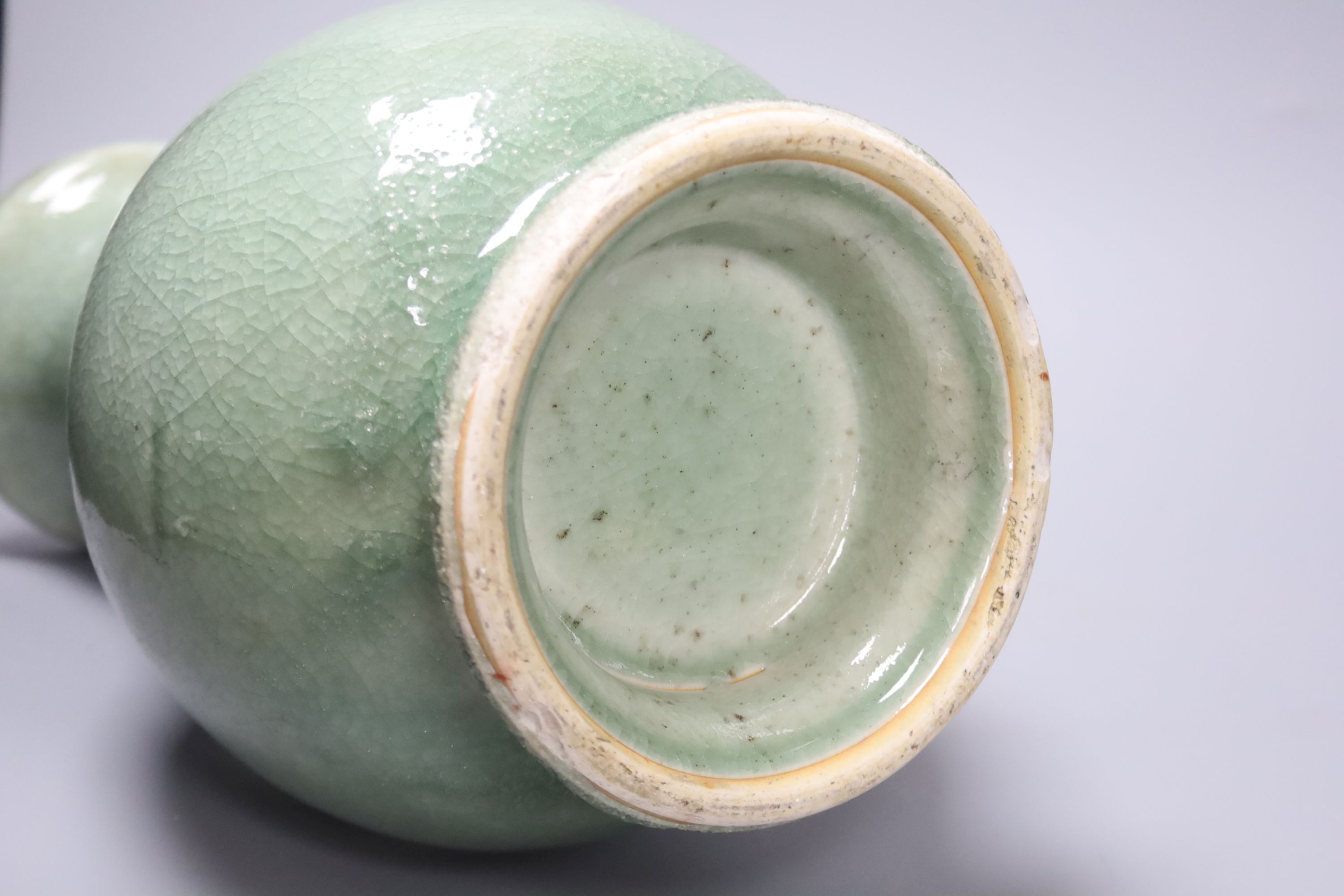 A Chinese celadon crackleglaze vase, probably 17th century or earlier, height 38cm